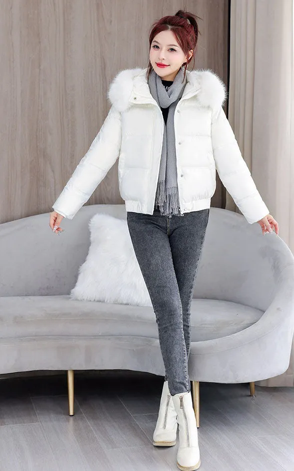 Padded and Quilted Cropped Puffer Jacket with Stain-resistant Fabric