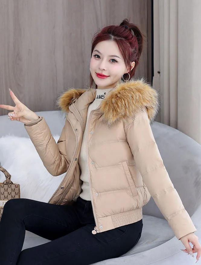 Padded and Quilted Cropped Puffer Jacket with Stain-resistant Fabric