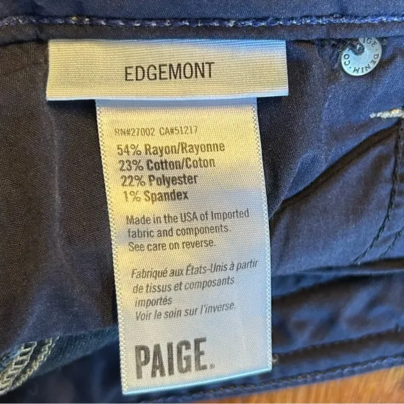 Paige Edgemont High Rise Moto Zip Skinny Alden Dark Wash Denim Jeans Women SZ 26