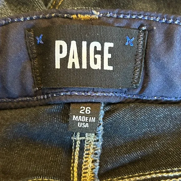 Paige Edgemont High Rise Moto Zip Skinny Alden Dark Wash Denim Jeans Women SZ 26