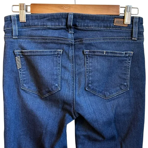 Paige Edgemont High Rise Moto Zip Skinny Alden Dark Wash Denim Jeans Women SZ 26