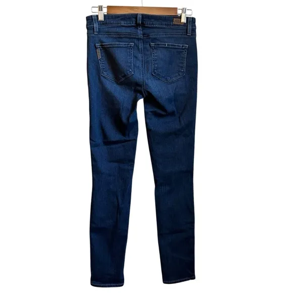 Paige Edgemont High Rise Moto Zip Skinny Alden Dark Wash Denim Jeans Women SZ 26