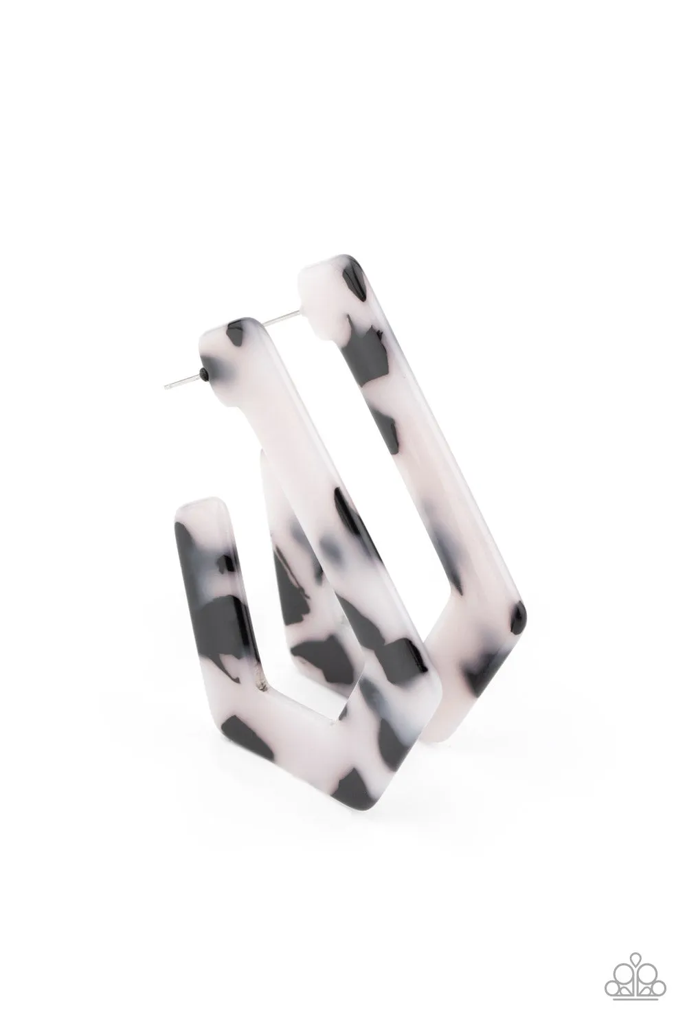 Paparazzi Flat Out Fearless - White Hoop Earrings