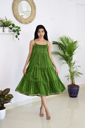 Parrot Green Layered Dress