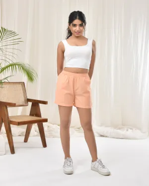 Peach Airy Linen Shorts