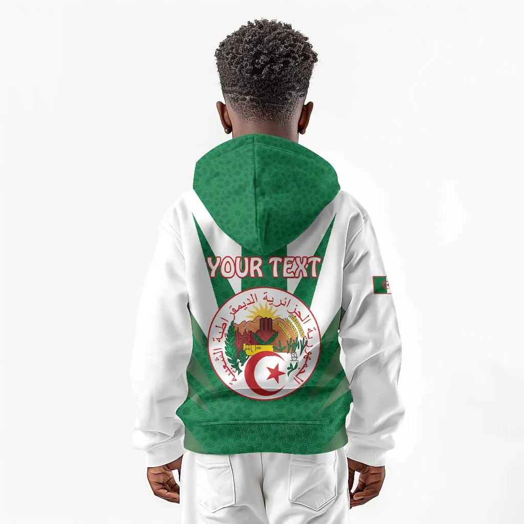 Personalised Afro Algeria Kid Hoodie Coat Of Arms With Islamic Pattern LT15