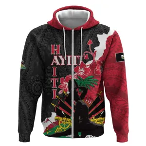 Personalised Afro Ayiti Neg Marron Zip Hoodie Dashiki Mix Polynesian Pattern LT01