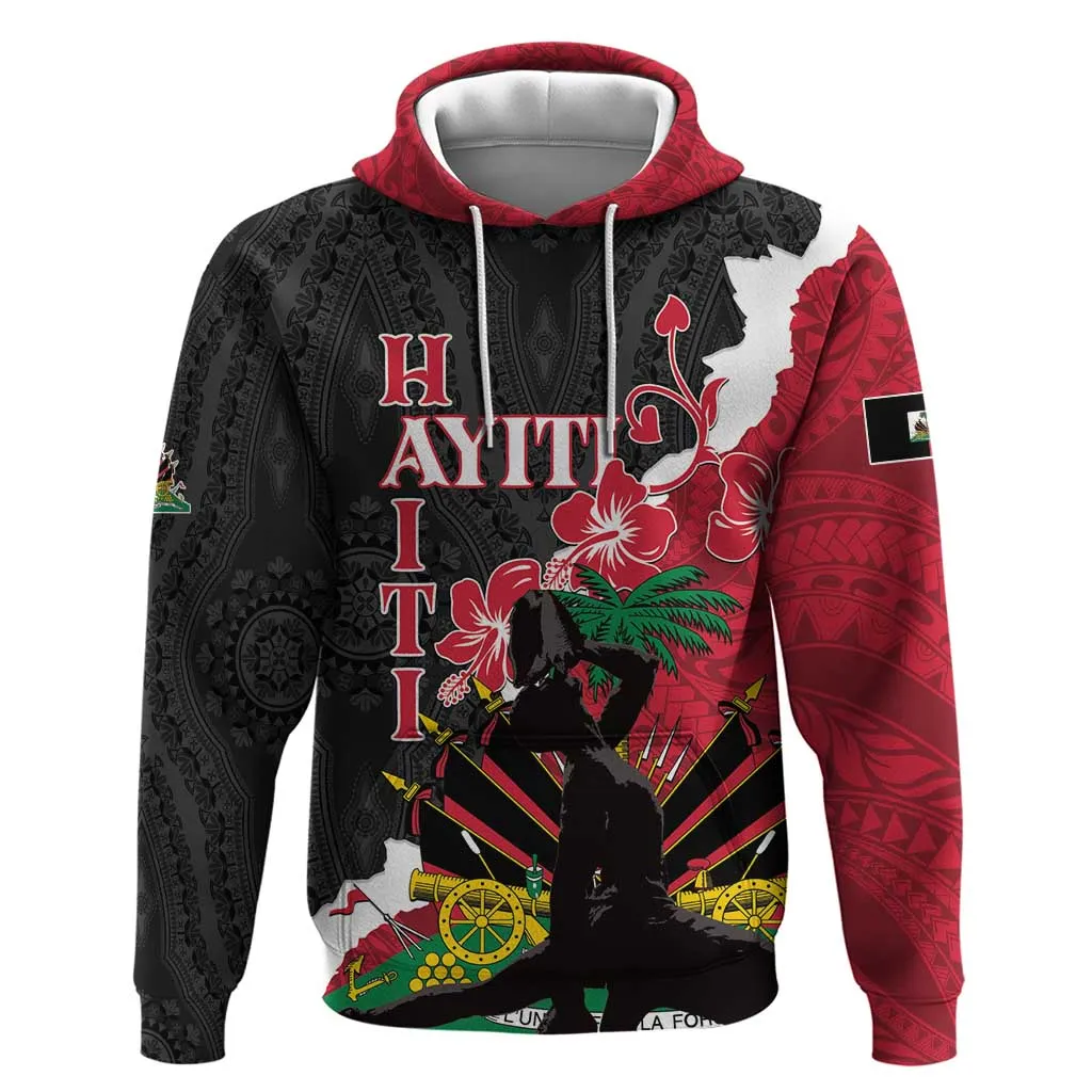 Personalised Afro Ayiti Neg Marron Zip Hoodie Dashiki Mix Polynesian Pattern LT01
