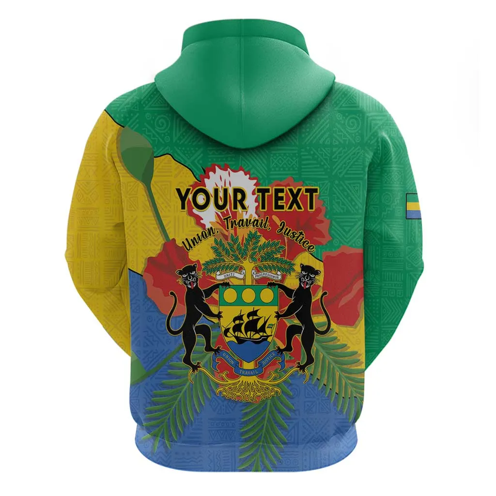 Personalised Afro Gabon Zip Hoodie Gabonese Union Travail and Justice LT15