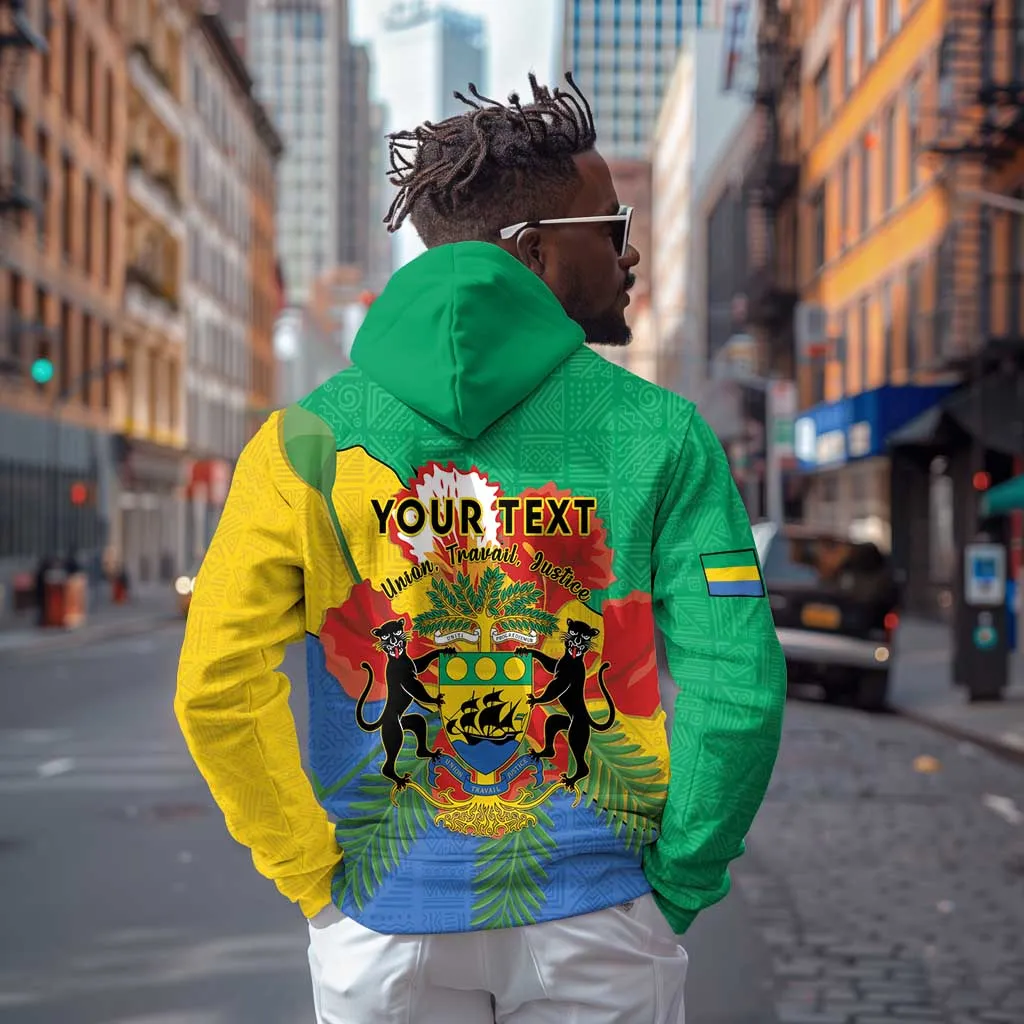 Personalised Afro Gabon Zip Hoodie Gabonese Union Travail and Justice LT15