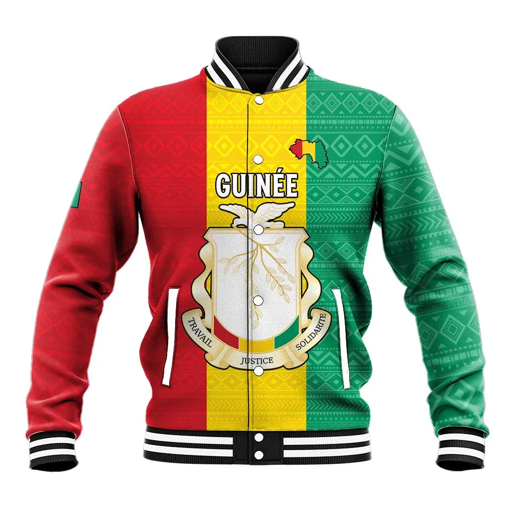 Personalised Afro Guinea Baseball Jacket Coat Of Arms Flag Style LT15