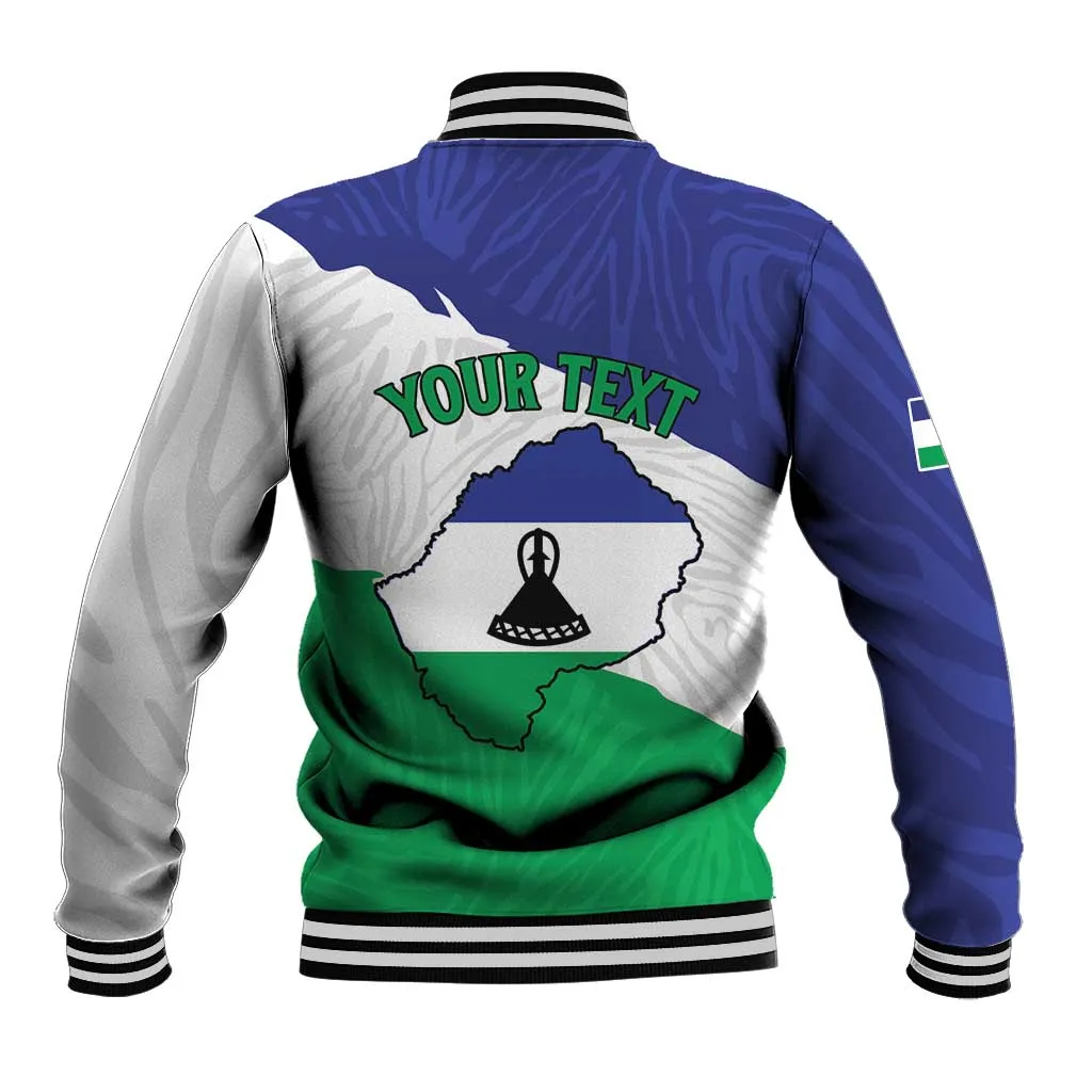 Personalised Afro Lesotho Baseball Jacket Coat Of Arms With Map - Grunge Style LT15