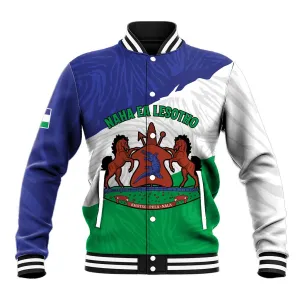 Personalised Afro Lesotho Baseball Jacket Coat Of Arms With Map - Grunge Style LT15