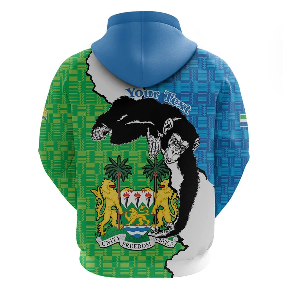 Personalised Afro Sierra Leone Zip Hoodie Chimpanzee Mix African Pattern LT15
