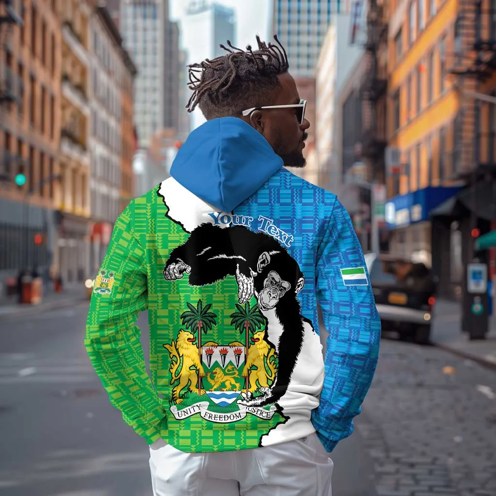 Personalised Afro Sierra Leone Zip Hoodie Chimpanzee Mix African Pattern LT15
