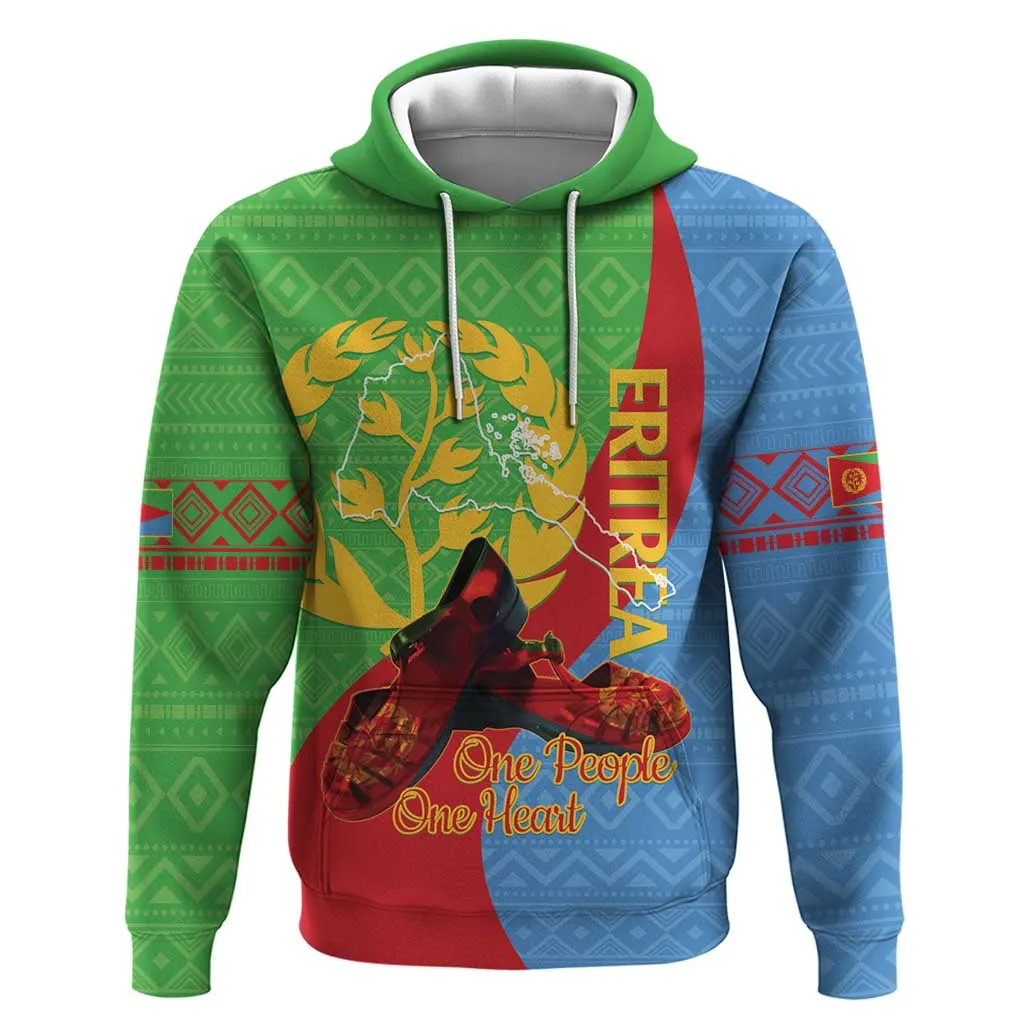 Personalised Eritrea Independence Day Zip Hoodie Shida Shoes Olive Branch African Pattern LT14