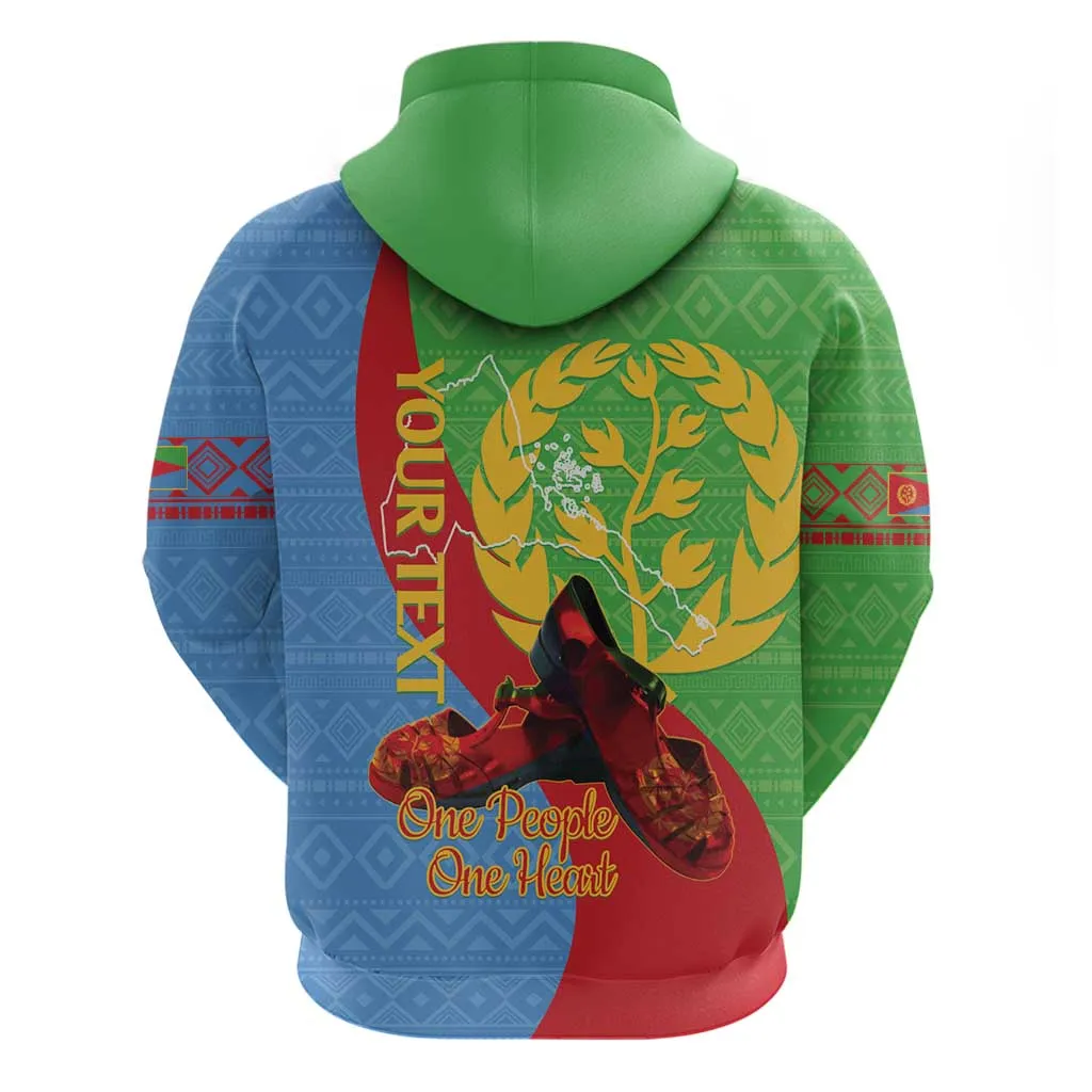 Personalised Eritrea Independence Day Zip Hoodie Shida Shoes Olive Branch African Pattern LT14