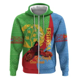 Personalised Eritrea Independence Day Zip Hoodie Shida Shoes Olive Branch African Pattern LT14