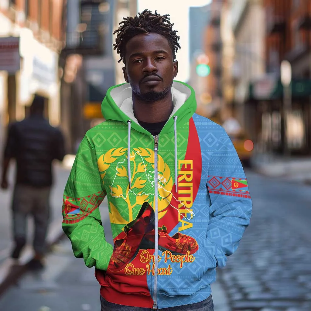 Personalised Eritrea Independence Day Zip Hoodie Shida Shoes Olive Branch African Pattern LT14