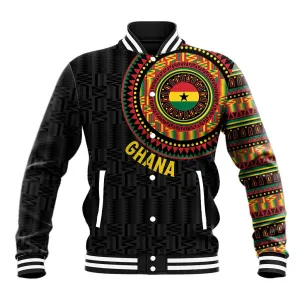 Personalised Ghana African Tribal Mix Kente Patterns Baseball Jacket Chest Arm Tattoo LT15