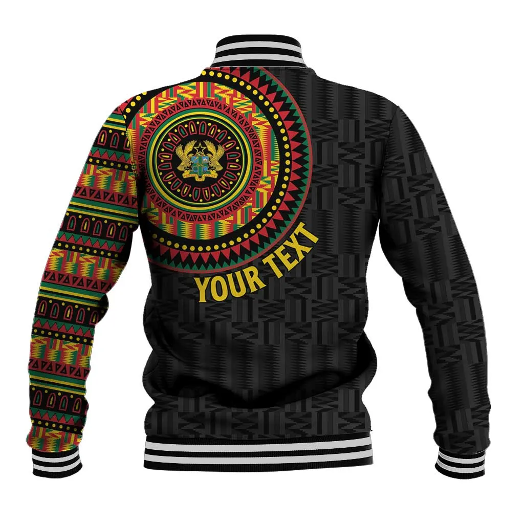 Personalised Ghana African Tribal Mix Kente Patterns Baseball Jacket Chest Arm Tattoo LT15