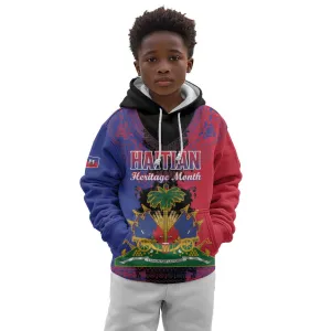 Personalised Haitian Heritage Month Kid Hoodie Coat Of Arms With Dashiki Pattern LT15
