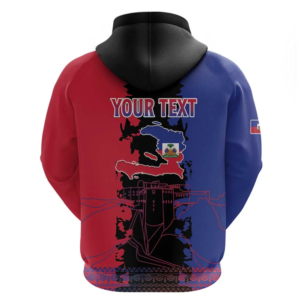Personalised Haitian Heritage Month Zip Hoodie Coat Of Arms With Dashiki Pattern LT15