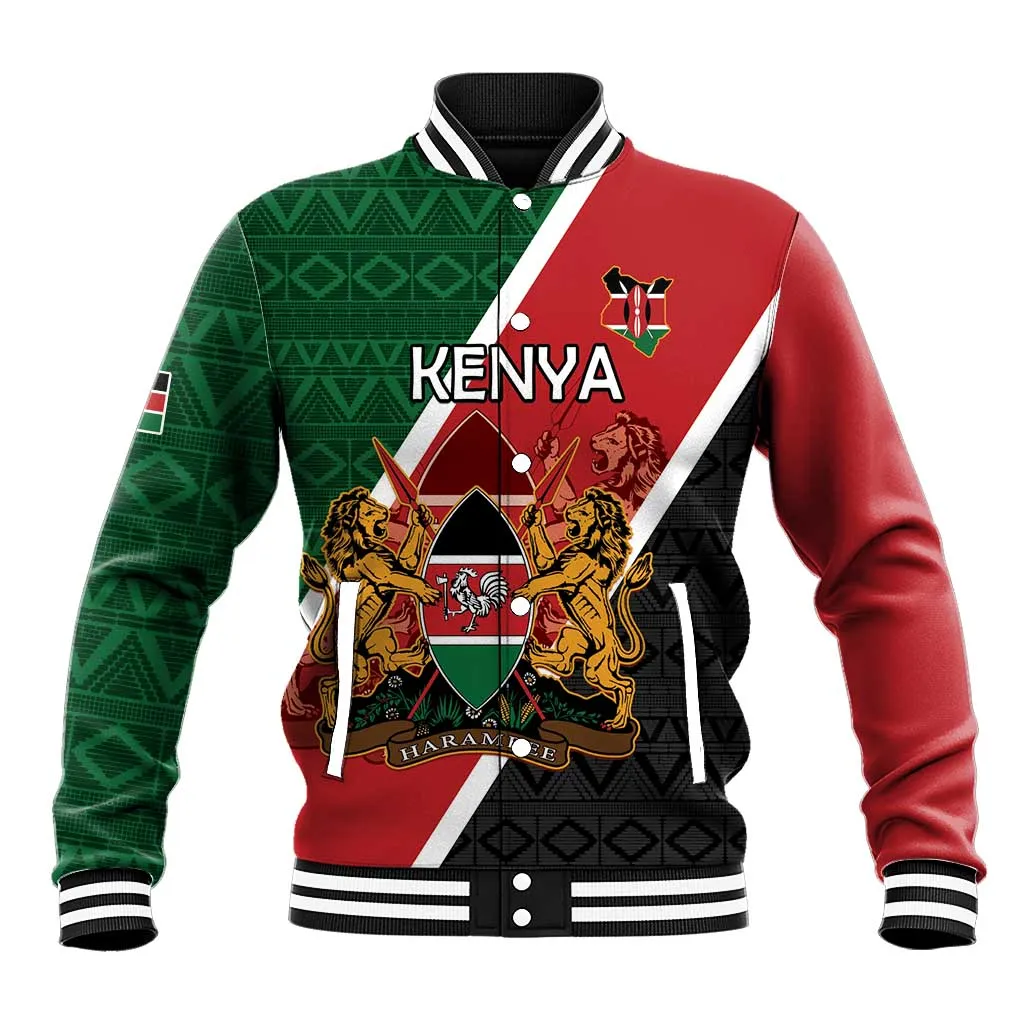 Personalised Kenya Baseball Jacket Flag Style - African Pattern LT15