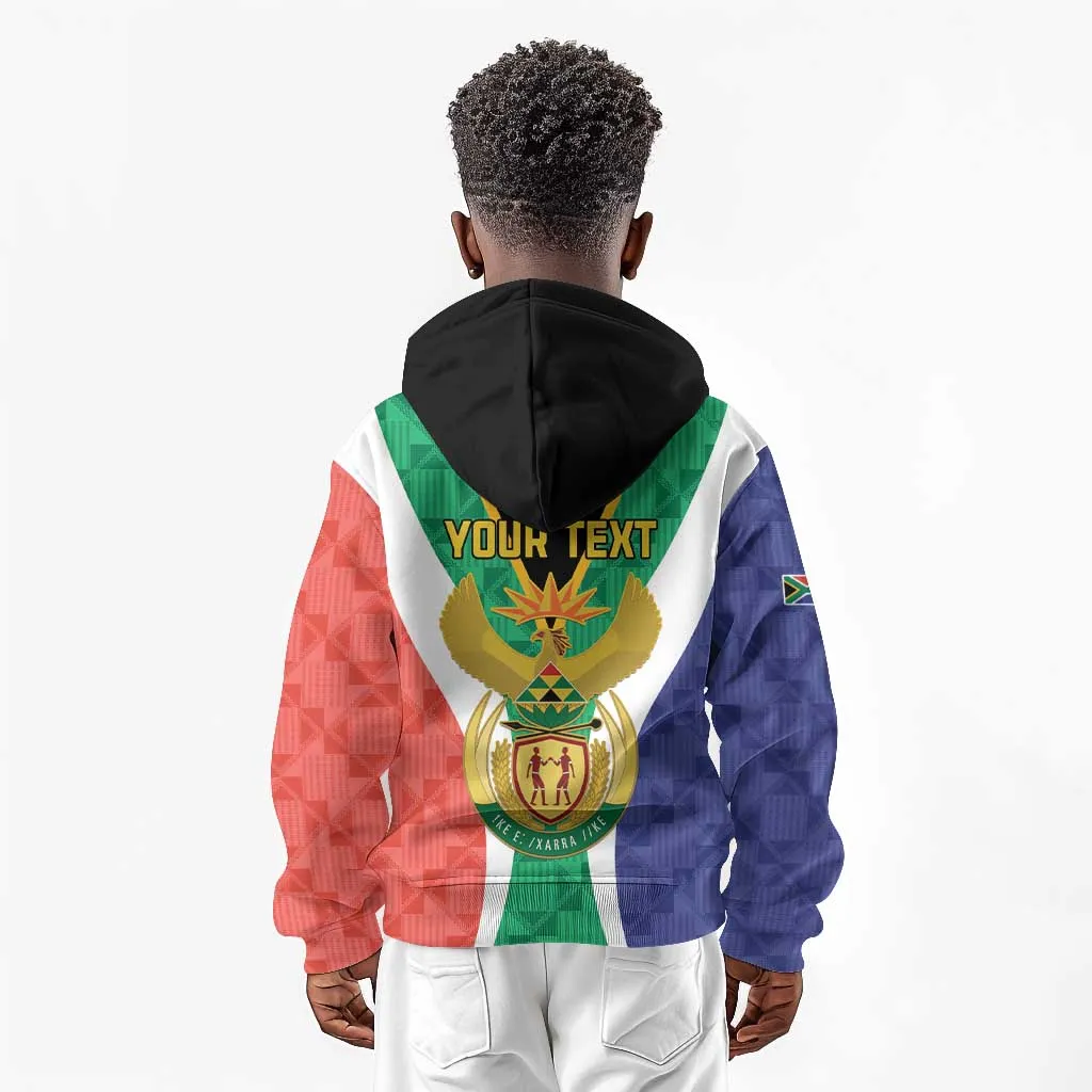 Personalised South Africa Kid Hoodie Coat Of Arms Flag Style LT15