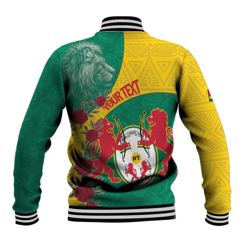 Personalised Togo Baseball Jacket Coat Of Arms - African Mix Rose Pattern LT15