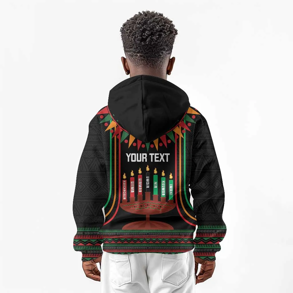 Personalized Afro-American Kwanzaa Kid Hoodie Kinara Candles African Pattern LT14