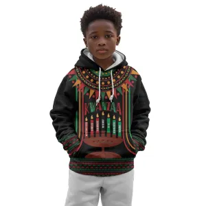 Personalized Afro-American Kwanzaa Kid Hoodie Kinara Candles African Pattern LT14