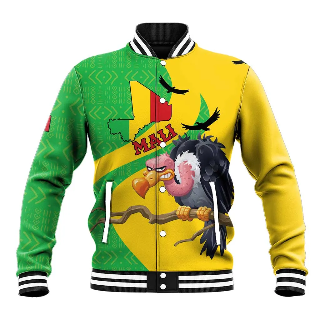 Personalized Afro Mali Vulture Baseball Jacket Flag Map - Bogolan Pattern LT15