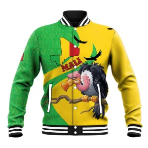 Personalized Afro Mali Vulture Baseball Jacket Flag Map - Bogolan Pattern LT15
