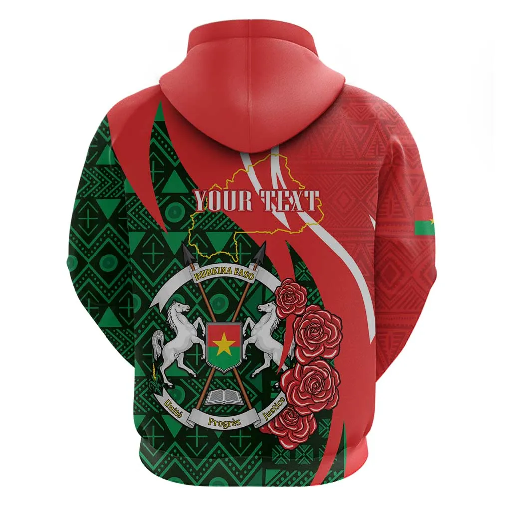 Personalized Burkina Faso Republic Day Zip Hoodie Bogolan Mudcloth - Coat Of Arms Design LT14
