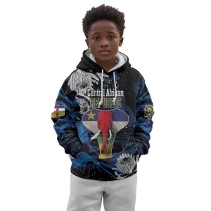 Personalized Central African Republic Kid Hoodie Elephant With King Protea LT18