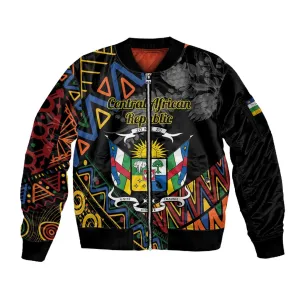 Personalized Central African Republic Sleeve Zip Bomber Jacket Protea - African Pattern LT01