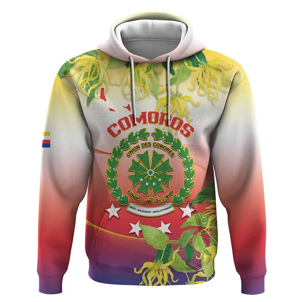 Personalized Comoros Zip Hoodie Coat Of Arms Mix Ylang Ylang Flower LT14