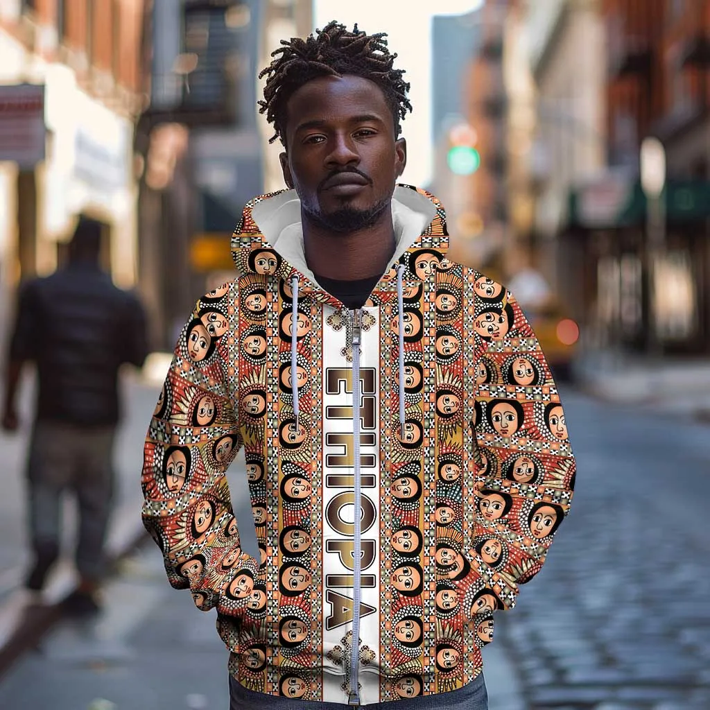 Personalized Ethiopia Zip Hoodie Ethiopian Tewahedo Angel Orthodox LT15