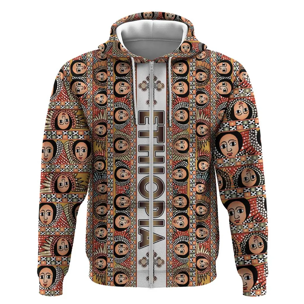 Personalized Ethiopia Zip Hoodie Ethiopian Tewahedo Angel Orthodox LT15