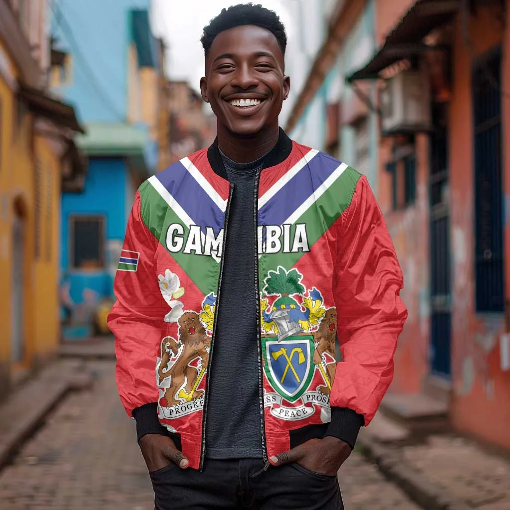 Personalized Gambia Bomber Jacket Coat Of Arms - African Pattern LT15