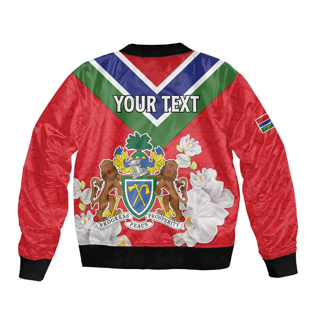 Personalized Gambia Sleeve Zip Bomber Jacket Coat Of Arms - African Pattern LT15