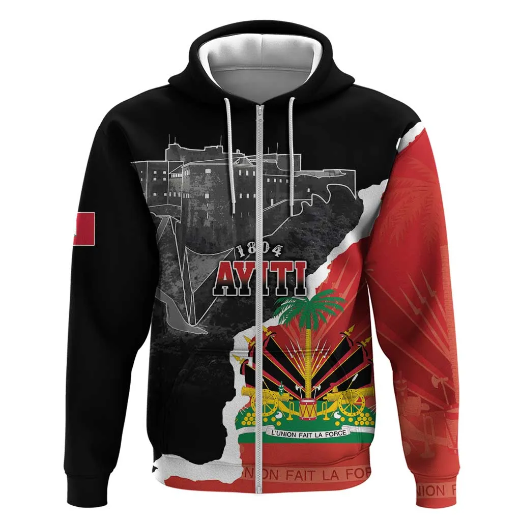 Personalized Haiti First Black Republic 1804 Zip Hoodie Ayiti Citadel Laferriere LT7