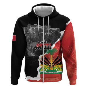Personalized Haiti First Black Republic 1804 Zip Hoodie Ayiti Citadel Laferriere LT7