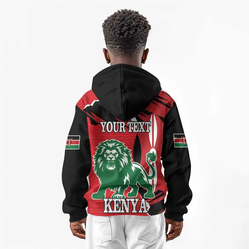 Personalized Jamhuri Day 1963 Kid Hoodie Angry Lion With African Shield LT18