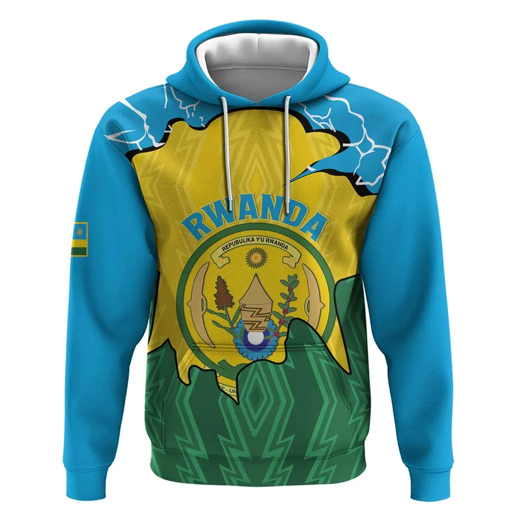 Personalized Jamhuri ya Rwanda Zip Hoodie Coat Of Arms Imigongo Pattern LT15