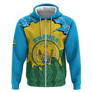 Personalized Jamhuri ya Rwanda Zip Hoodie Coat Of Arms Imigongo Pattern LT15