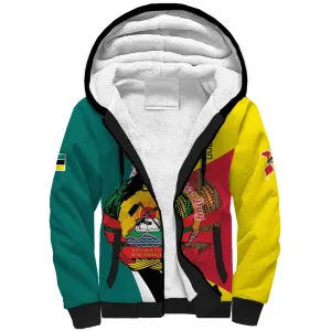 Personalized Mozambique Independence Day Sherpa Hoodie Coat Of Arms - Flag Style LT15