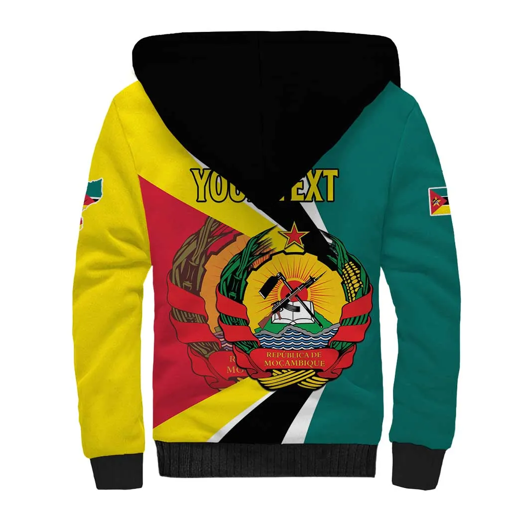 Personalized Mozambique Independence Day Sherpa Hoodie Coat Of Arms - Flag Style LT15