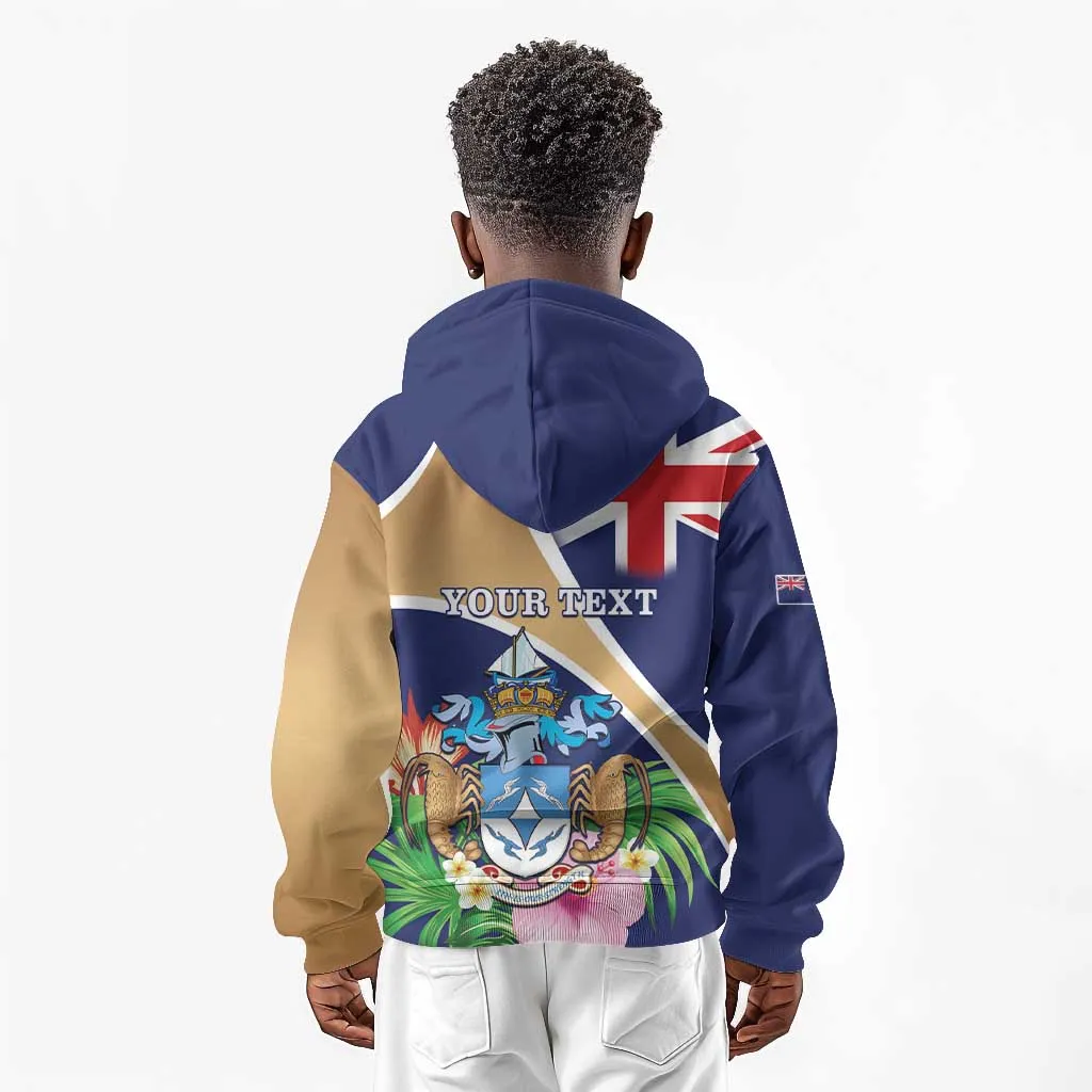 Personalized Tristan da Cunha Kid Hoodie Coat Of Arms Tropical Flowers LT15